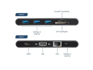 Usb-c Adapter Met Hdmi En Vga 3x Usb 3.0 Sd/micro Sd - 5