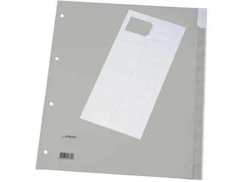 Tabbladen A4 Blanco PP 12 delig 4-Gaats Grijs