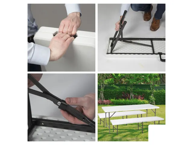 Inklapbare bank weerbestendig 180x25x43cm Wit