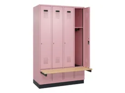 locker met bank,HxBxD 1950x1200x815mm,4vak,vak B 300mm,cilinderslot