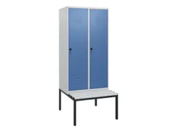 locker met bank,HxBxD 1950x800x815mm,2vak,vak B 400mm,draaigrendel