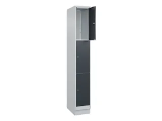 lockerkast,HxBxD 1950x300x500mm,1x3vakken,vak B 300mm,cil.-slot,sokkel - 1
