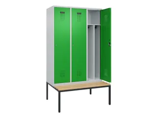 locker met bank,voor scheiding van kleding,HxBxD 2120x1200x815mm,3vak - 1