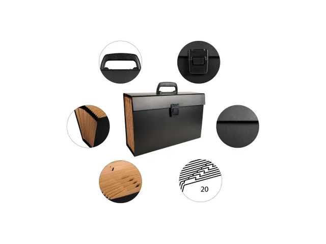 Sorteermap m/handvat 20 vak zwart