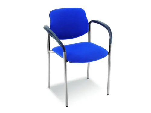 Bezoekersstoel,4Voeten Ronde Buis Aluminium-Zilver,M. Armleuningen