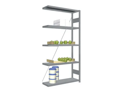 Rvs Inhaakstelling Aanbouw 2000x1010x335mm 5legborden Vaklast 200kg