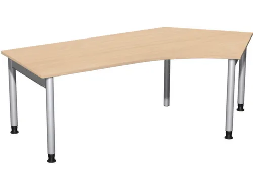 In hoogte verstelbaar hoekbureau,HxBxD 680-820x2166x1130mm,blad beuken