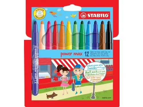 Power Max Viltstift Etui Van 12 Stuks Assorti