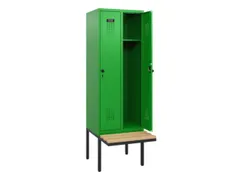 locker met bank,HxBxD 1950x600x815mm,2vak,vak B 300mm,draaigrendel