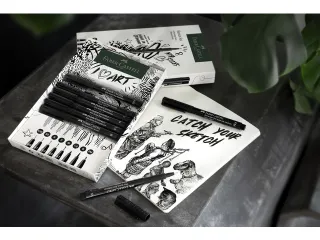 Tekenset Faber-Castell 8x pitt artist pen zwart incl. schetsboek 140gr - 7