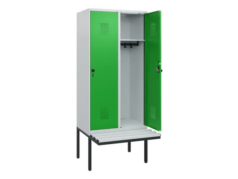 locker met bank,HxBxD 1950x800x815mm,2vak,vak B 400mm,draaigrendel