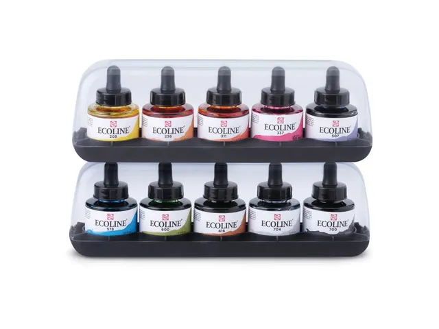 Inkt Talens Ecoline met pipet additional set à 10 assorti kleuren