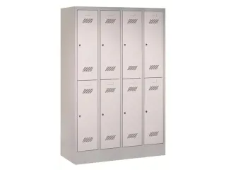 dubbeldekse locker,HxBxD 1850x1200x500mm,4x2vak.,RAL7035,front RAL5012 - 1