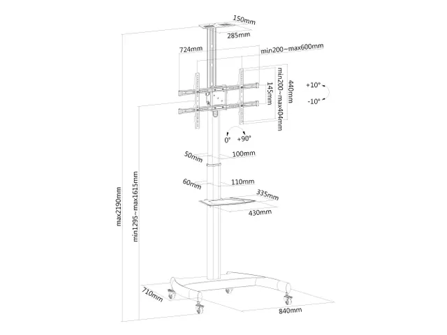 Plasma-m1900e Neomounts Verrijdbaar Flatscreen Meubel