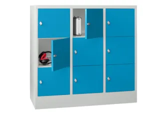 lockerkast,HxBxD 1187x1200x500mm,3x3vakken,RAL7035,front RAL5012 - 2