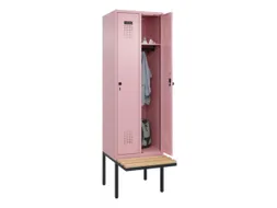 locker met bank,HxBxD 2120x600x815mm,2vak,vak B 300mm,draaigrendel