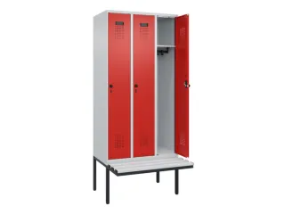locker met bank,HxBxD 2120x900x815mm,3vak,vak B 300mm,draaigrendel - 1