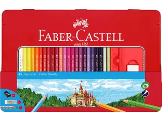 Kleurpotlood Faber-Castell Castle zeskantig 36 stuks in metalen blik + - 1