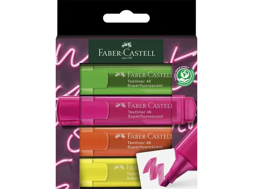 Markeerstiften Faber-Castell 46 neon 4 stuks in karton etui