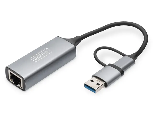 USB Type-C Gigabit Ethernet-adapter 2.5G, USB-C + USB A