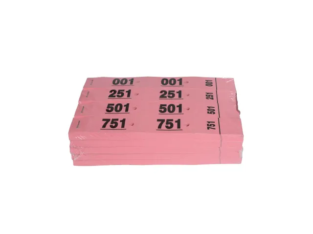 Garderobeblok 50 tickets 20x3 roze