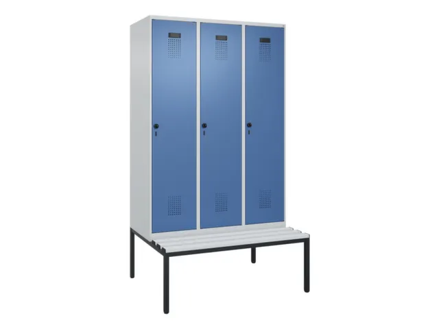 locker met bank,voor scheiding van kleding,HxBxD 2120x1200x815mm,3vak