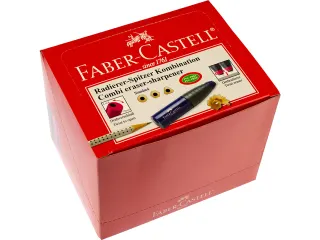 gum/potloodslijper Faber-Castell Combi rood/blauw display a 12 stuks - 2