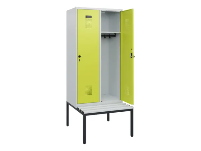 locker met bank,HxBxD 1950x800x815mm,2vak,vak B 400mm,draaigrendel