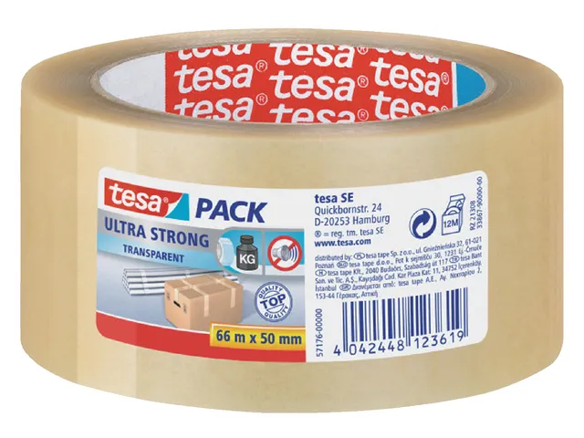 Verpakkingstape Tesapack Ultra Strong 50mmx66m PVC Transparant