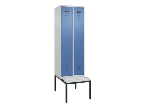 locker met bank,HxBxD 2120x600x815mm,2vak,vak B 300mm,cilinderslot