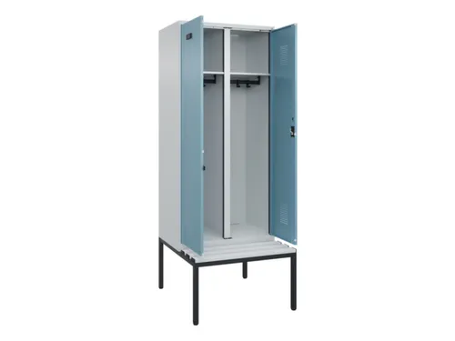 locker met bank,voor scheiding van kleding,HxBxD 2120x800x815mm,2vak