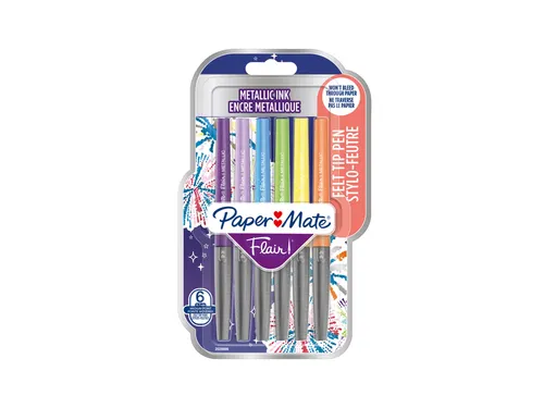 Fineliner Paper Mate Flair Metallic medium blister à 6 stuks