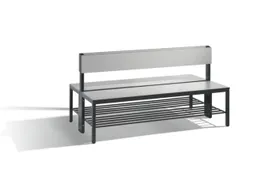 omkleedbank,HxLxD 796x1500x760mm,HPL zilvergrijs,frame staal RAL7021