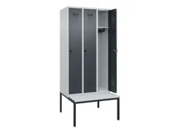 locker met bank,HxBxD 2120x900x815mm,3vak,vak B 300mm,draaigrendel