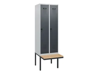 locker met bank,HxBxD 1950x600x815mm,2vak,vak B 300mm,draaigrendel - 2