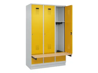 locker met bank,HxBxD 1950x1200x815mm,3vak,vak B 400mm,cilinderslot - 1