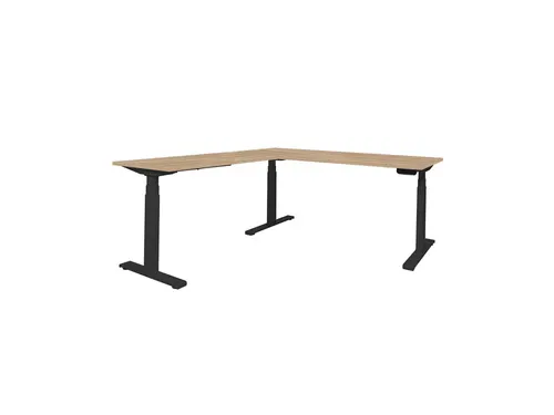 Dextro Plus aanbouw bureau elektrisch 80x60 honey castello 25mm zwart
