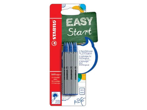 Rollerpenvulling STABILO Easyoriginal fijn blauw blister à 6 stuks