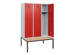 locker met bank,HxBxD 1950x1200x815mm,3vak,vak B 400mm,cilinderslot