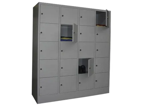 lockerkast,HxBxD 1850x1600x500mm,4x5vakken,RAL7035,front RAL5010