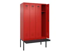 locker met bank,HxBxD 2120x1200x815mm,4vak,vak B 300mm,cilinderslot