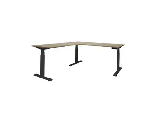 Elektrisch Hoekbureau Dextro Plus 160x200cm Frame Zwart Havana Kersen - 1