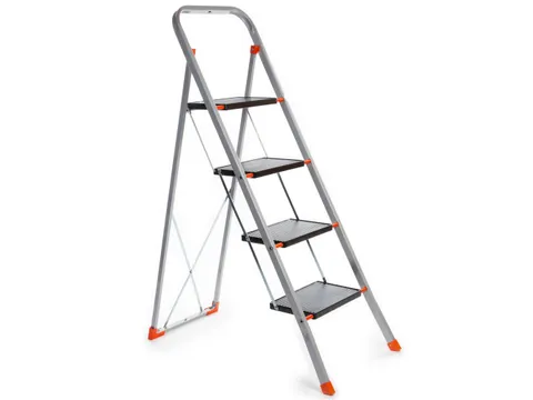 Huishoudtrap met hoge beugel 4 treden antislip inklapbaar tot 150 kg