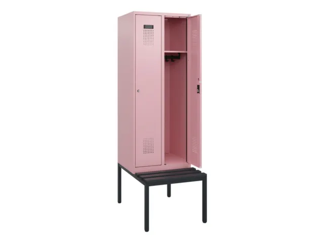 locker met bank,HxBxD 1950x600x815mm,2vak,vak B 300mm,cilinderslot