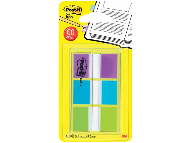 Indextabs Post-it 680 24mmx43.2mm helder assorti 60 tabs