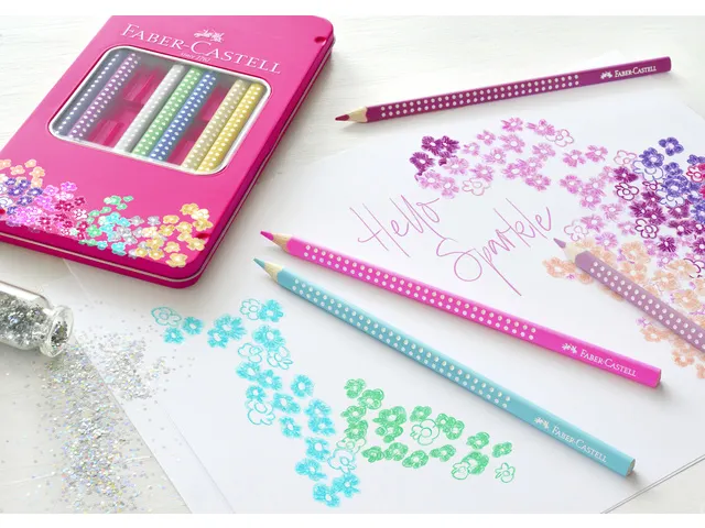 Crayons de couleur Faber Castell Sparkle dans une boîte métallique r