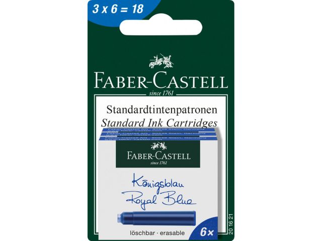 inktpatroon Faber-Castell 3x 6patronen koningsblauw | FaberCastellShop.nl
