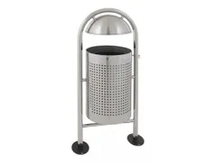 Ronde buitenafvalbak met regendak 27 Liter RVS