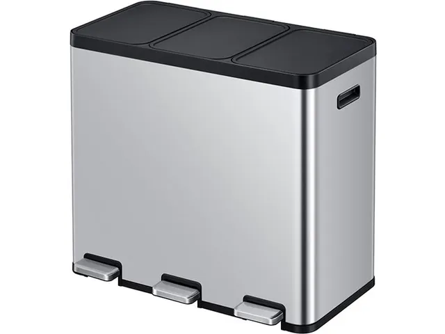 Afvalbak EKO Essential Recycler pedaalemmer 3x20 liter RVS