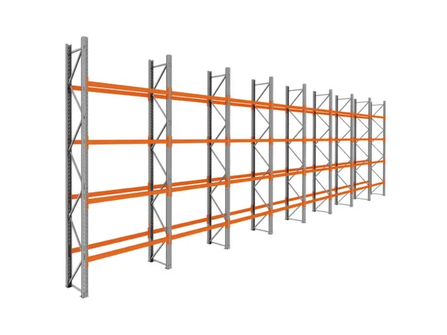 palletstelling,basis+7xaanbouw,HxBxD 4620x15500x750mm,vakl. 3000kg